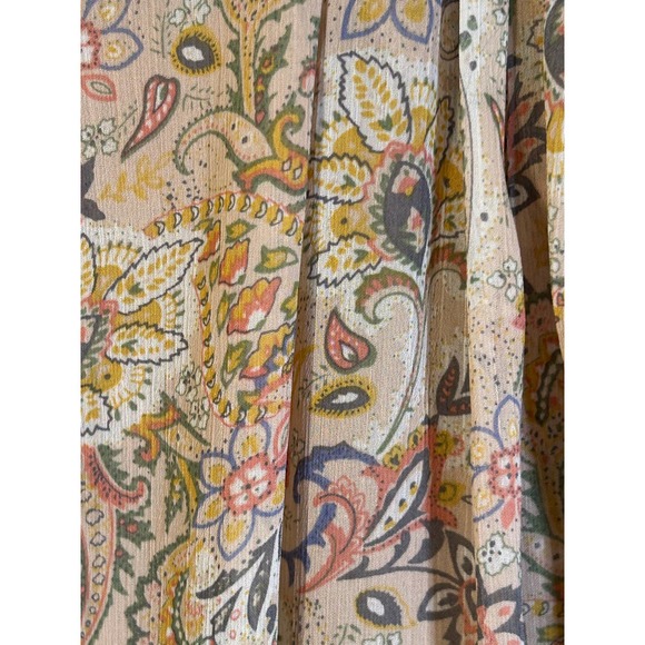 Fab’rik Women’s Beige Floral Crop Top Button Front Long Sleeve Size M - Picture 5 of 13